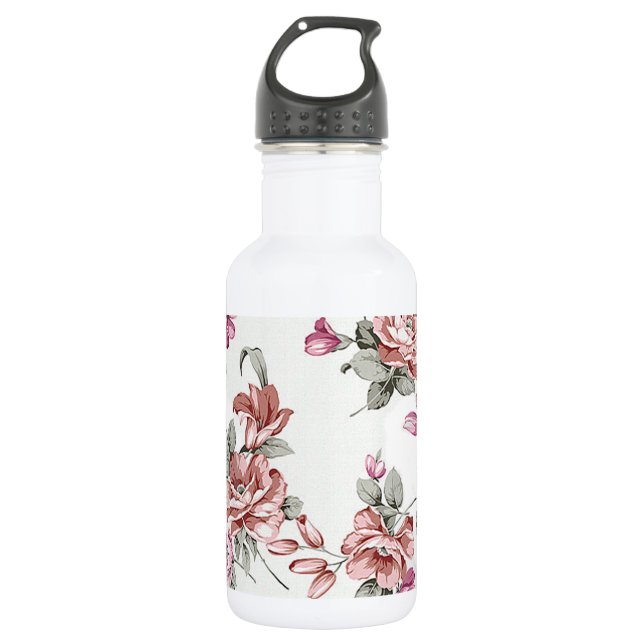 Botella De Agua Moda de época Shabby Girly Flowers (Anverso)