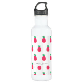 Botella De Agua Moda de patrón de piña blanca rosa