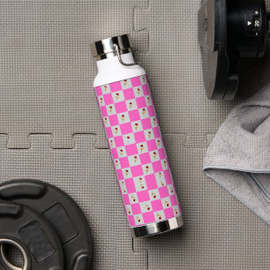 Botella De Agua Moda elegante Flor rosa y blanco