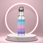 Botella De Agua Moda moderna Bloque de color ondulado Nombre perso<br><div class="desc">Este diseño colorido y moderno presenta un patrón de bloques de color turquesa,  rosa y morado con tu nombre personalizado #botellas de agua #drinkware #personalizedgifts</div>