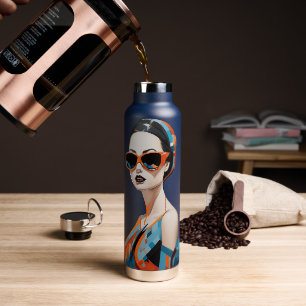 Botella De Agua Moda mujer moderna, elegancia geométrica
