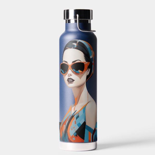 Botella De Agua Moda mujer moderna, elegancia geométrica (Izquierdo)