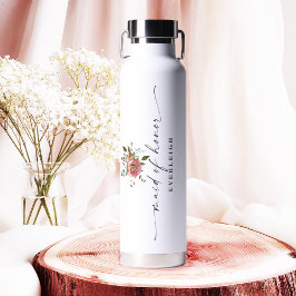 Botella De Agua Moda Ophelia doncella de honor con flores rosadas