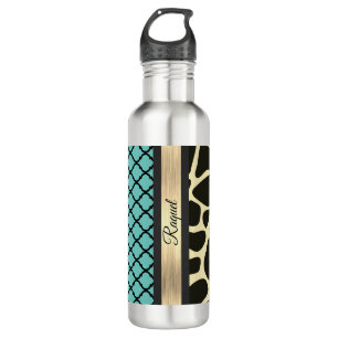 Botella De Agua Moda Quatrefoil Giraffe Imprimir Personalizada