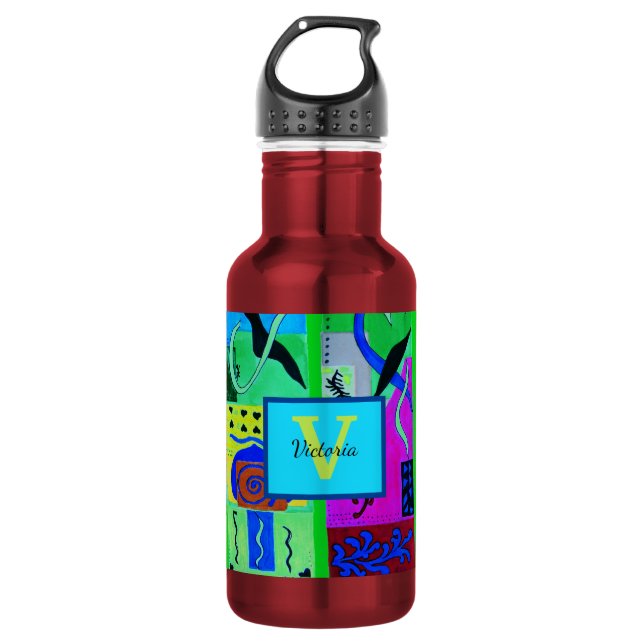 Botella De Agua Moda Verde Resumen de inspiración de Matisse (Anverso)