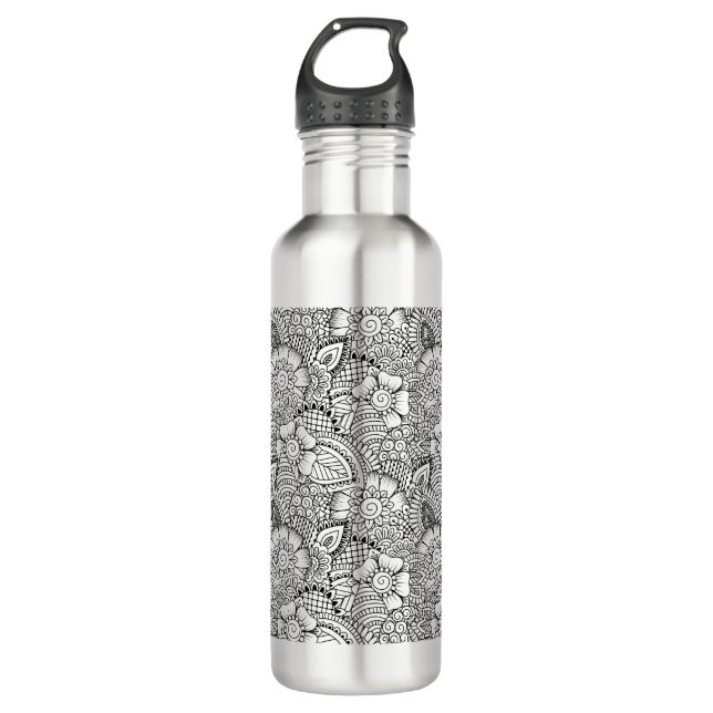 Botella De Agua Modelo floral del Doodle (Anverso)