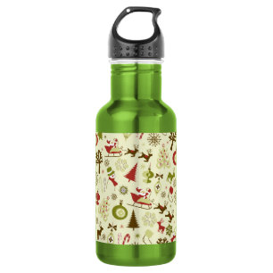 Botella De Agua Modelo inconsútil del bosquejo retro del navidad