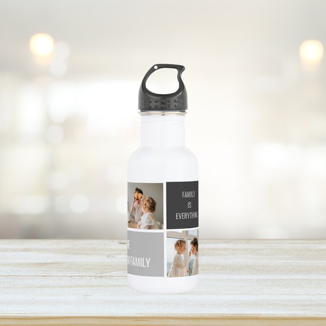 Botella De Agua Moden 3Collage Photo & Grey Best Family Gift (Subido por el creador)