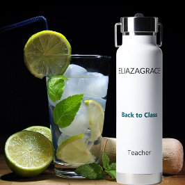Botella De Agua Modern Cute Custom Back to Class Teacher