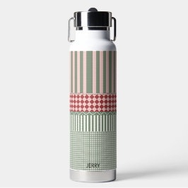 Botella De Agua Modern Green Pattern Personalized Water Bottle
