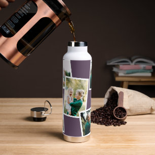 Botella De Agua Moderna familia de fotos multifamiliares púrpura s
