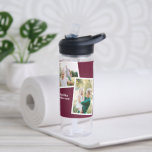 Botella De Agua Moderna familia multifoto burgundy simple familia<br><div class="desc">Moderno y elegante regalo para la familia de fotos. Se puede cambiar el color burdeos.</div>
