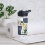 Botella De Agua Moderna familia multifotografía marina azul famili<br><div class="desc">Moderno y elegante regalo para la familia de fotos. Se puede cambiar el color azul marino.</div>