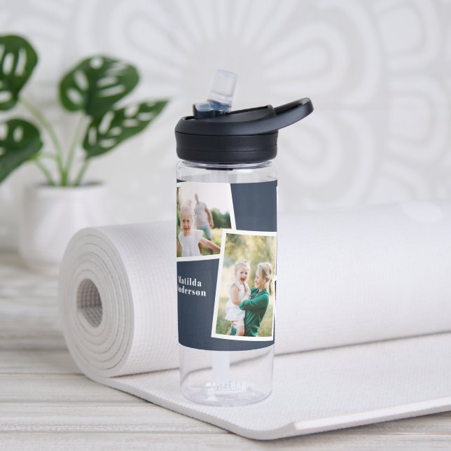 Botella De Agua Moderna familia multifotografía marina azul famili (Yoga)