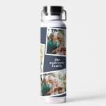 Botella De Agua Moderna familia multifotografía marina azul famili<br><div class="desc">Moderno y elegante regalo para la familia de fotos. Se puede cambiar el color azul marino.</div>