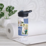 Botella De Agua Moderna familia multifotografía simple azul regalo<br><div class="desc">Moderno,  elegante y elegante regalo de la familia de fotografías multifamiliares. Se puede cambiar el color azul intenso.</div>