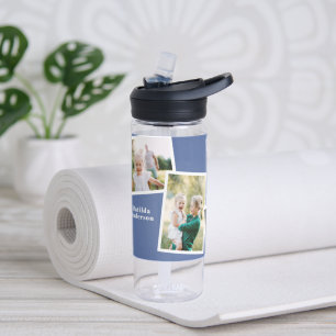 Botella De Agua Moderna familia multifotografía simple azul regalo