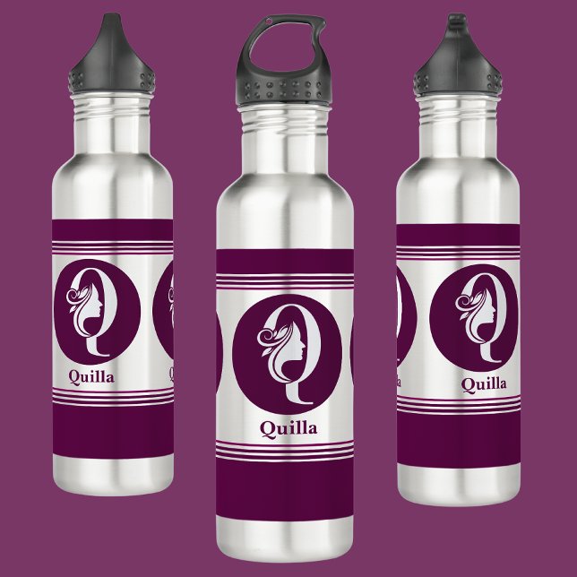 Botella De Agua Moderna letra monograma de nombre elegante Persona (Subido por el creador)