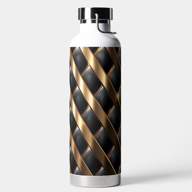 BOTELLA DE AGUA MODERNA NEGRA Y ORO MODERNA PAREJA DE VISTA (Izquierda)