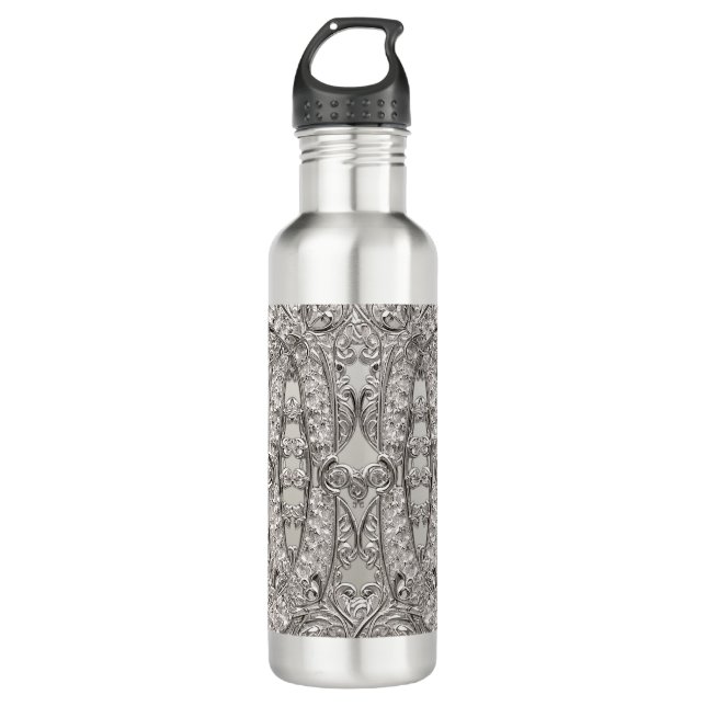 Botella de agua moderna Ornate Silver (Anverso)