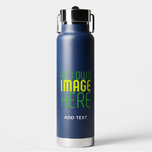 BOTELLA DE AGUA MODERNA PLANTILLA DE TEXTO DE IMAGEN AZUL DE NAVY