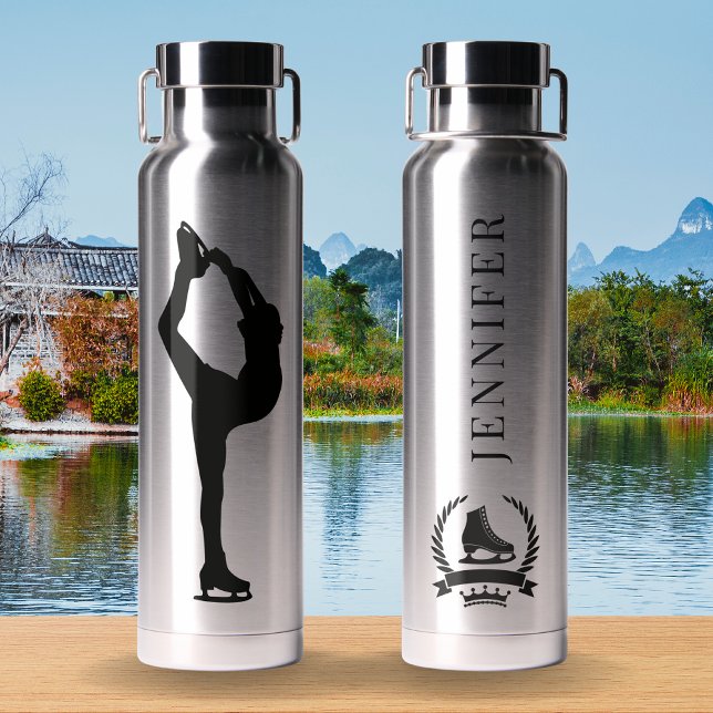 Botella De Agua Moderna Y Elegante Patinadora De Hielo Personaliza (Subido por el creador)