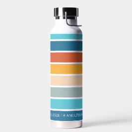 Botella De Agua Modernas franjas de atardecer retro personalizadas