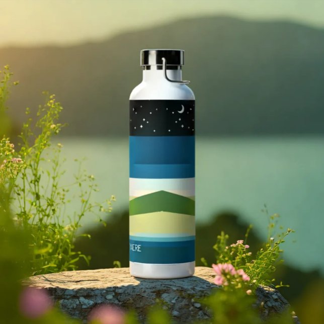 Botella De Agua Moderno Cálido de cielo nocturno personalizado Aña (Modern personalized Text Colorful Pattern Water bottle)