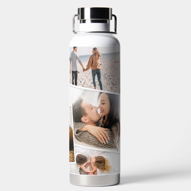 Botella De Agua Moderno collage de fotos mínimo elegante (Parte trasera)