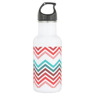 Botella De Agua Moderno, de moda, zigzag de chevron colorido