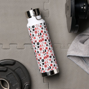 Botella De Agua Moderno Monograma Floral Elegante