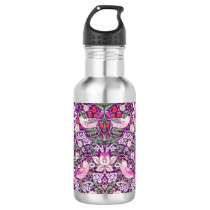 Botella De Agua Moderno morado William Morris Strawberry Thief 