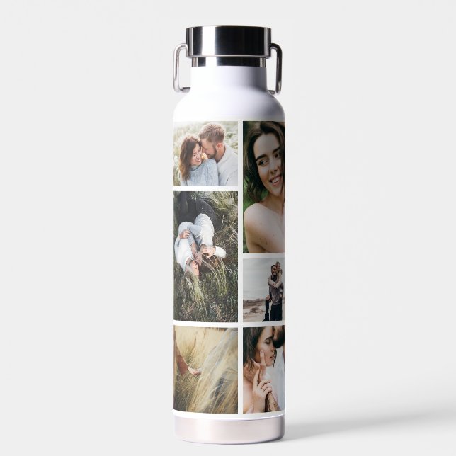 Botella De Agua Moderno negro 10 foto personalizada elegante simpl (Delantero)