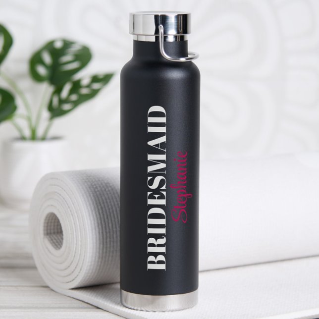 Botella De Agua Moderno Partido de Boda Minimalista con Letra Scri (Personalized Bridesmaid Water Bottle for Bridesmaid Proposal & Bachelorette Party Favors)