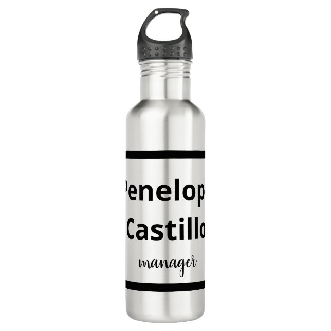 Botella De Agua Moderno profesional Sencillo Estilo Blanco y Negro (Anverso)