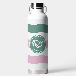Botella De Agua Moderno Retro Familia de Tiburón Lilac Sage Miami