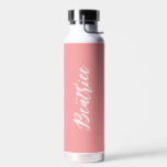 Botella De Agua Moderno rosa simple y elegante<br><div class="desc">Botella moderna de agua rosa con un diseño sencillo y minimalista con tu nombre en un guión elegante. Un diseño bonito perfecto para una chica.</div>