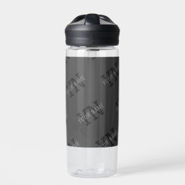 Botella De Agua Moderno Tiled Dark Gray Monogramed Name/other Text