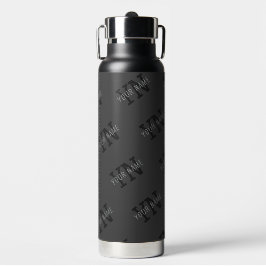 Botella De Agua Moderno Tiled Dark Gray Monogramed Name/other Text