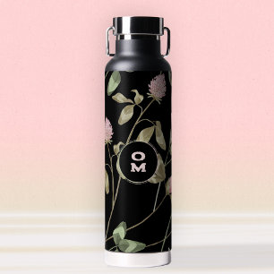 Botella De Agua Moderno WIldflower Monograma Rosa Verde Gran Alumi
