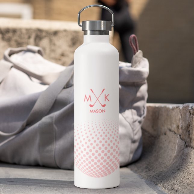 Botella De Agua Moderno y elegante bollería de golf rosa blanco Mo (Subido por el creador)