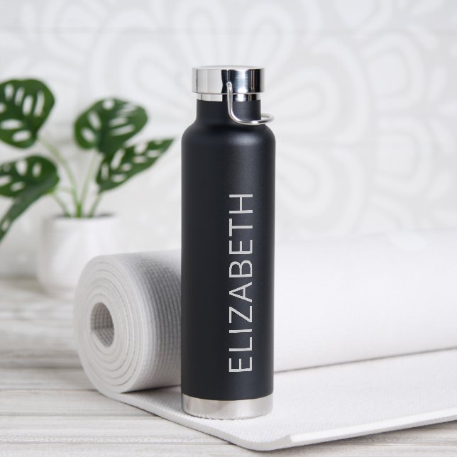 Botella De Agua Moderno y moderno nombre simple personalizado gris (Yoga)