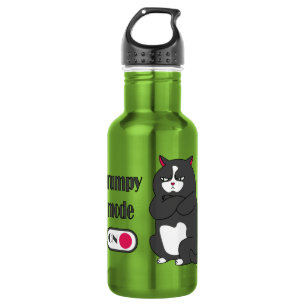 Botella De Agua Modo gruñón en gato gordo gracioso