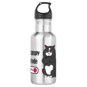 Botella De Agua Modo gruñón en gato gordo gracioso