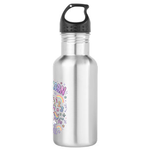 Botella De Agua Modo Unicornio Mathicorn Tipografía Adorable Diseñ