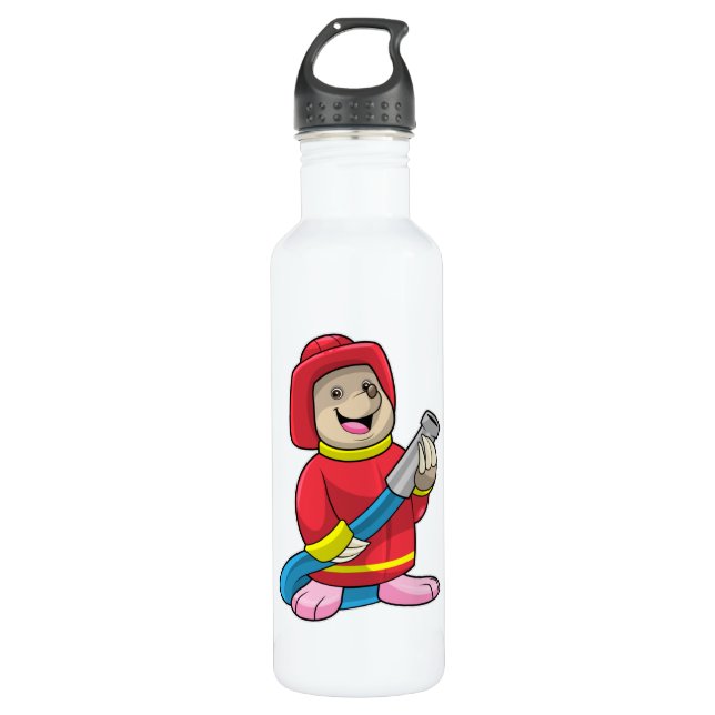 Botella De Agua Mole como bombero con manguera (Anverso)
