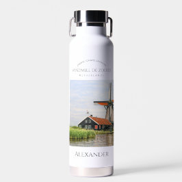 Botella De Agua Molino de viento Zaanse Schans Acuarela Patrimonio