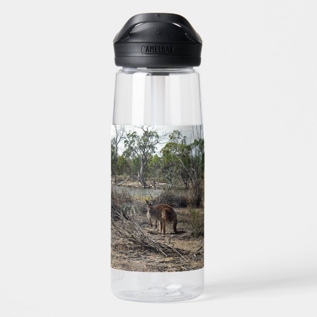Botella De Agua Momento Tranquilo: Canguro Australiano en Billabon (Atrás)