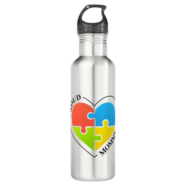 Botella De Agua Momia orgullosa del autismo (Anverso)