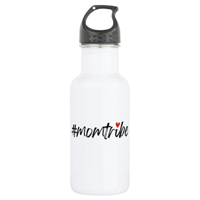Botella De Agua #MomTribe | Moderna escritura de escritura sobre l (Anverso)